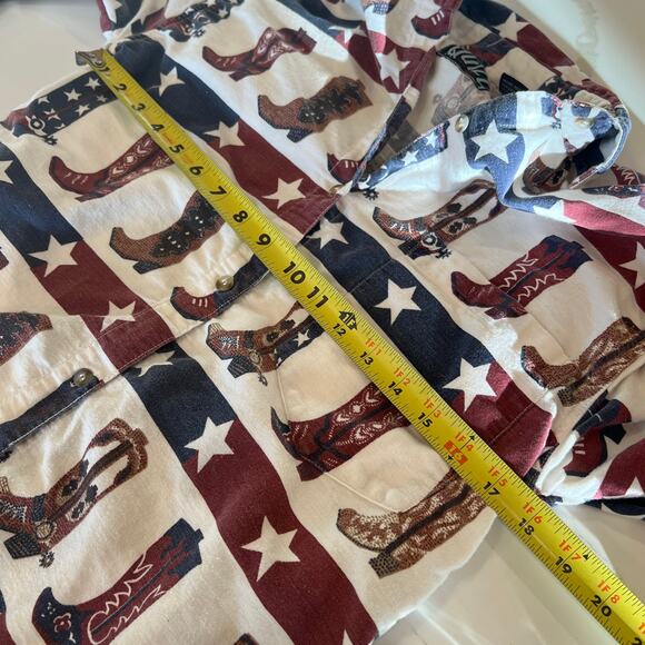 Vtg Cowboy Boots 100% flannel button down women’s small white western cowgirl - Picture 7 of 7